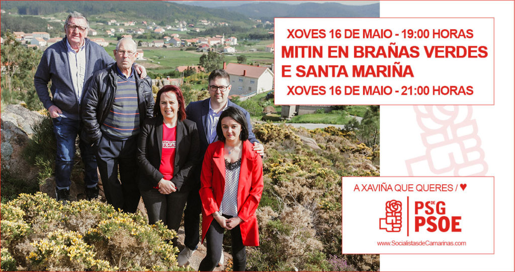 Cartel do mitin do PSOE de Camariñas en Brañas Verdes e Santa Mariña