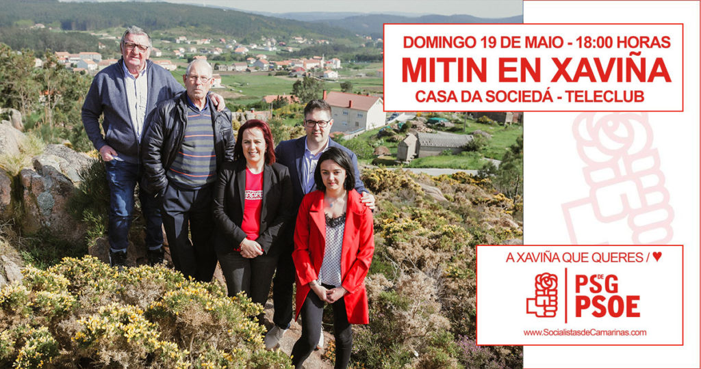 Cartel do mitin en Xaviña do PSOE de Camariñas