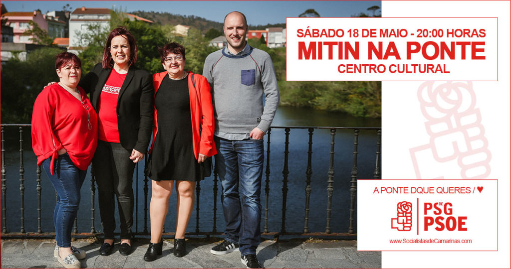 Cartel do mitin na Ponte do Porto do PSOE de Camariñas