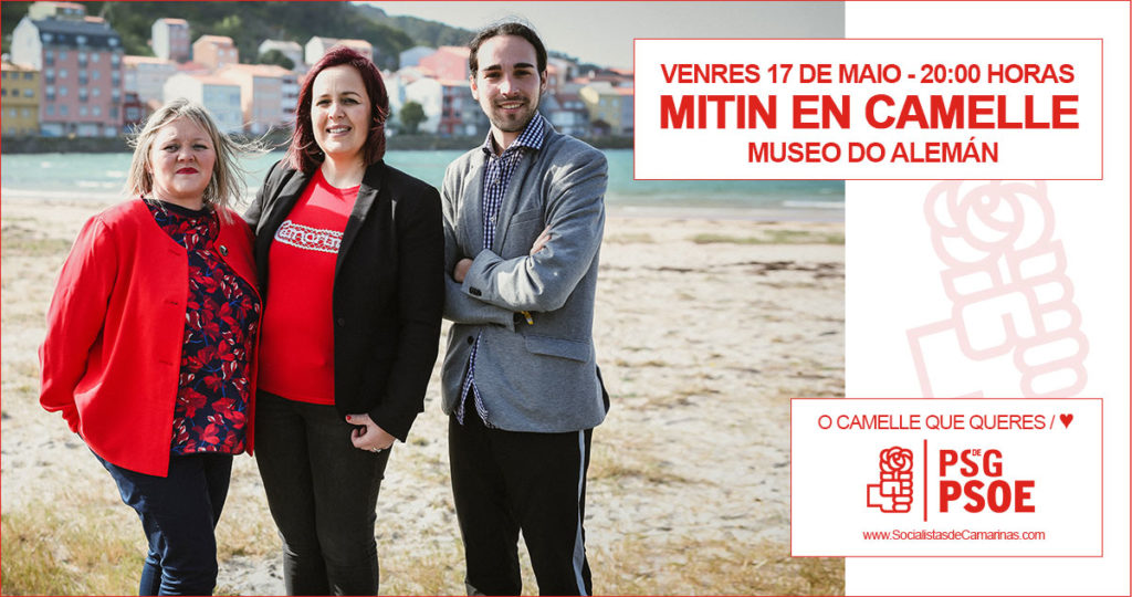 Cartel do mitin en Camelle do PSOE de Camariñas